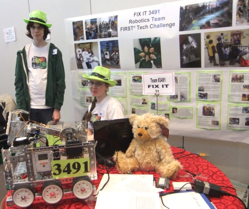 FIX IT team and robot with our display board at Nevada State FTC Championship 
